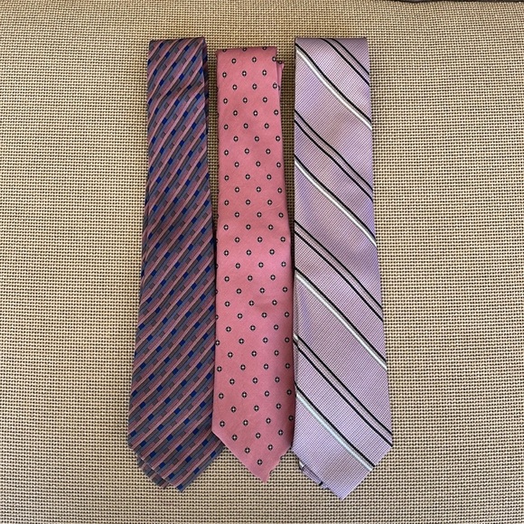 Men's Pink and Purple Ties Bundle Set of 3 - Picture 1 of 6